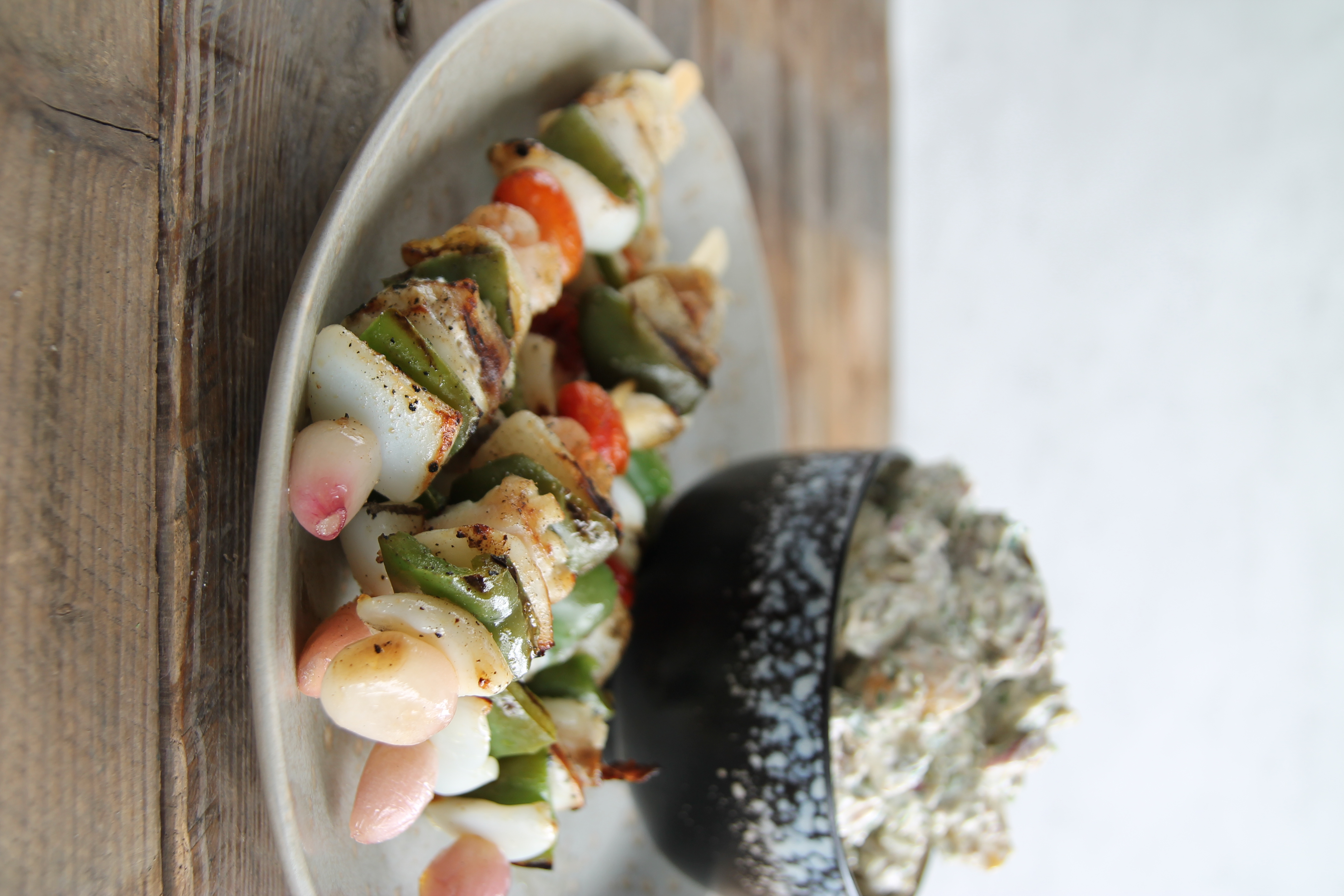 Provençal skewer with potato salad